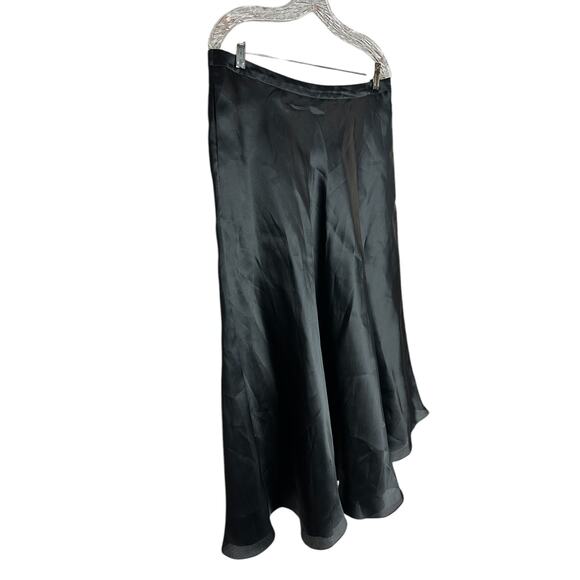 St. John Evening Black 100% Silk Midi Flowy Lined Skirt Side Zipper Size 12 - Picture 4 of 12